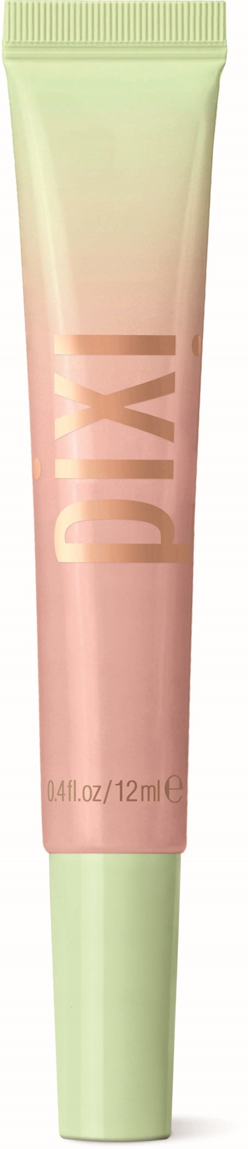 Een kleine tube met 'Pixi'-label en een roze en groene gradient, waarschijnlijk een cosmetisch of huidverzorgingsproduct.