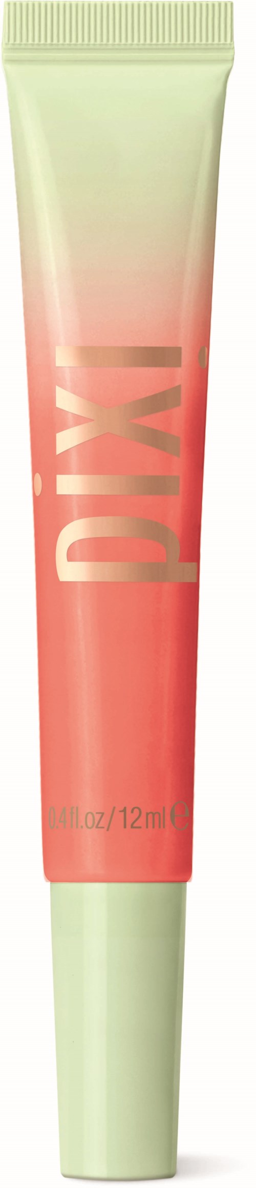 Een tube met cosmetica of huidverzorgingsproduct met 'PIX' erop, voornamelijk roze en wit.