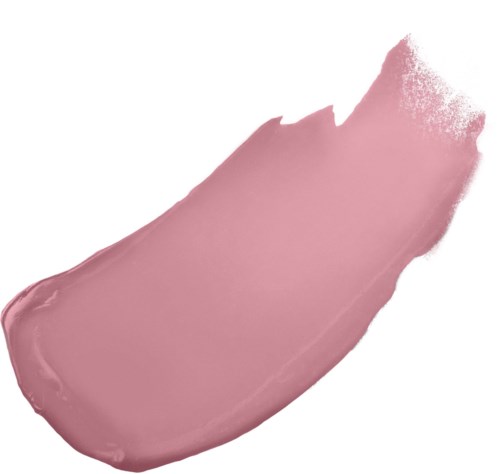 Ein rosaähnlicher Streifen oder Fleck, möglicherweise Make-up oder Farbe, mit texturierten Rändern auf weißem Hintergrund.