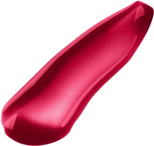 Ein glänzendes, rotes, gebogenes Objekt mit glatter Oberfläche, ähnlich einem Schuh oder einer Muschel.