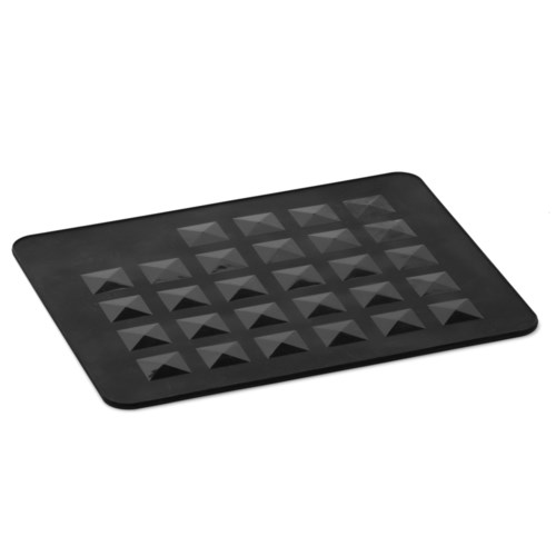 Eine schwarze Antihaft-Backblech mit einer Pyramidenförmigen Vertiefung für Backwaren oder Schokolade.