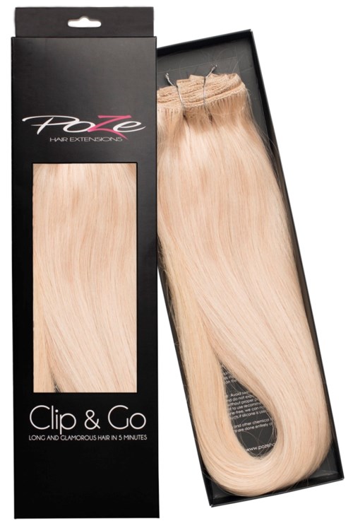 Poze Hairextensions Poze Clip&Go Löshår Äkta 12A Pure Blonde 7 delar/set 50cm
