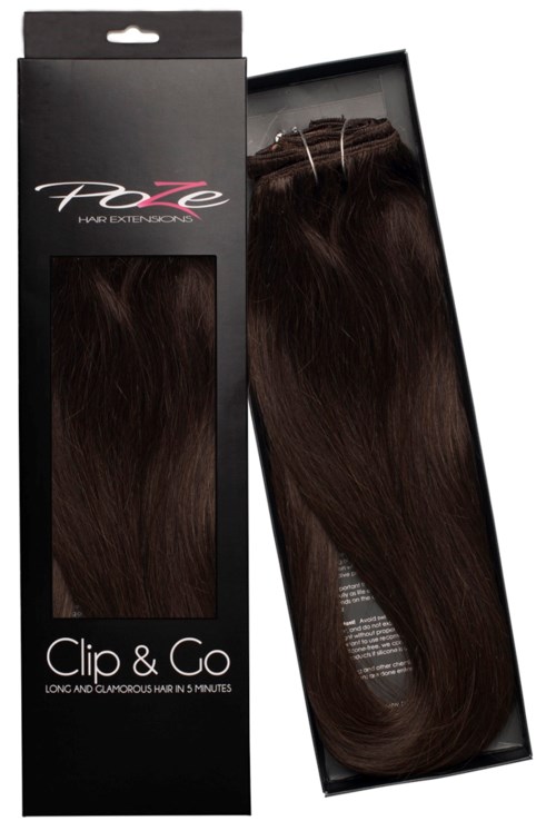 Poze Hairextensions Poze Clip&Go Löshår Äkta 2B Dark Espresso 7 delar/set 50cm