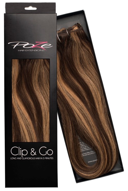 Poze Hairextensions Poze Clip&Go Löshår Äkta 4B/9G Chocco Cola 7 delar/set 50cm