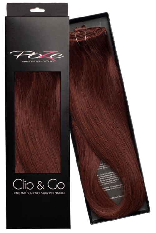 Poze Hairextensions Poze Clip&Go Löshår Äkta 4RG Auburn 7 delar/set 50cm