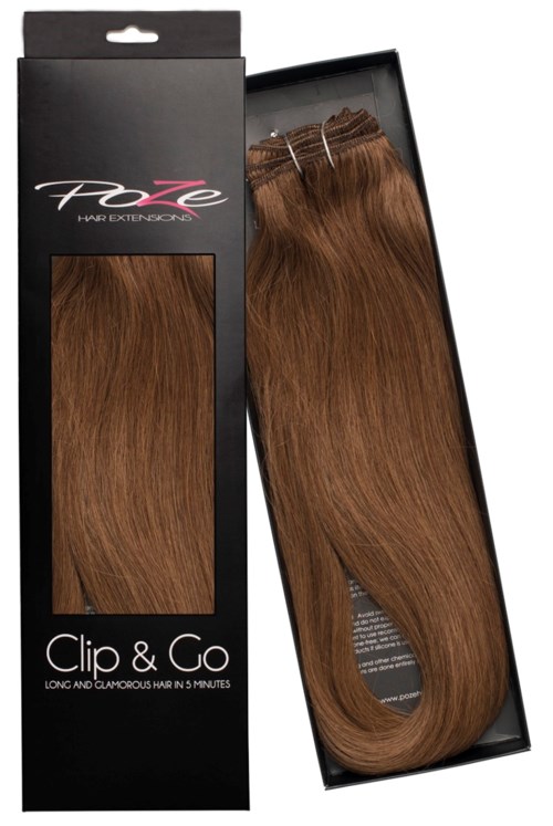 Poze Hairextensions Poze Clip&Go Löshår Äkta 7BN Mocca Brown 7 delar/set 50cm