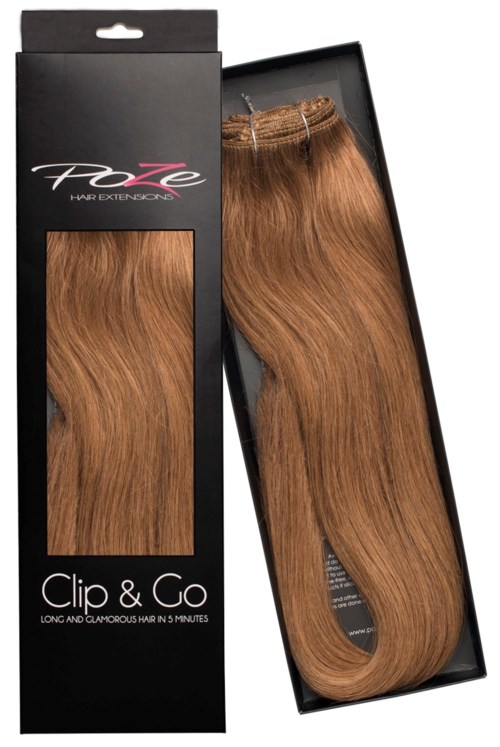 Poze Hairextensions Poze Clip&Go Löshår Äkta 8B Light Brown 7 delar/set 50cm