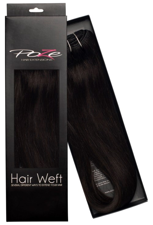 Poze Hairextensions Poze Hårträns Äkta 1B Midnight Brown 50cm