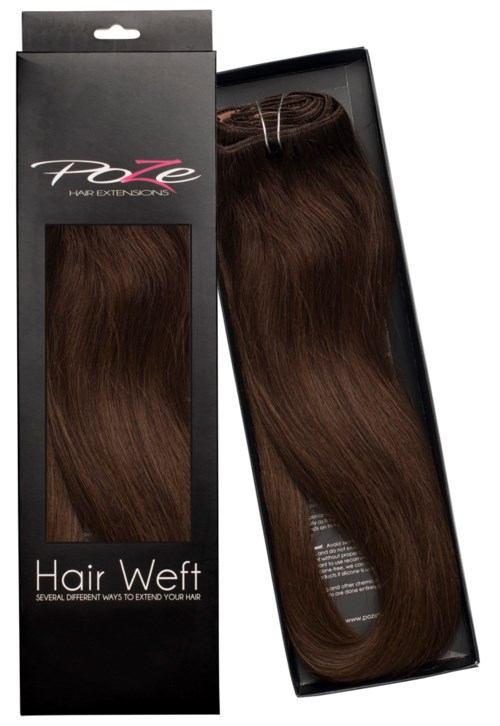 Poze Hairextensions Poze Hårträns Äkta 4B Chocolate Brown 50cm