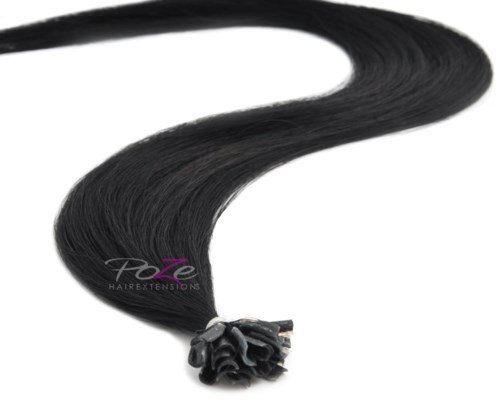 Poze Hairextensions Poze Keratin Premium Extensions 1N Midnight Black 20 Slingor 60cm