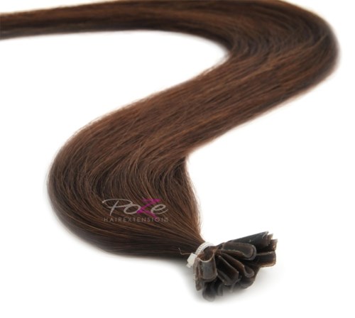 Poze Hairextensions Poze Keratin Premium Extensions 4B Chocolate Brown 20 Slingor 60cm