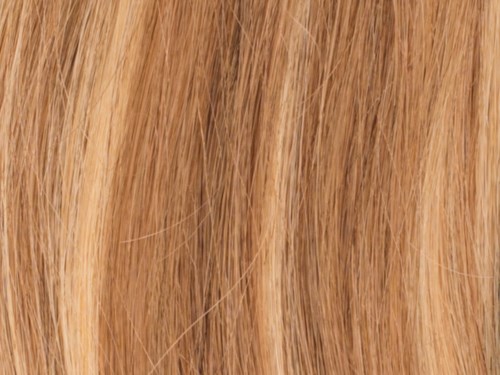  närbild av slätt, rakt, blond hår med naturlig glans och textur.