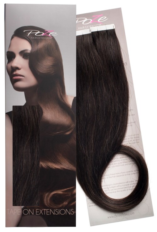 Poze Hairextensions Poze Tape On Extensions 1B 4 cm/bit 50 cm Midnight Brown
