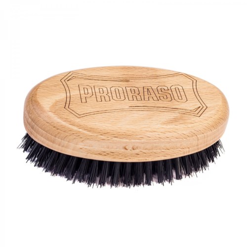 Wooden brush with black bristles and the brand name 'PRORASO' engraved on top.