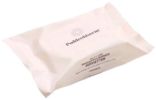 Eine Packung Make-up-Entferner-Tücher mit Text auf weißem Hintergrund.