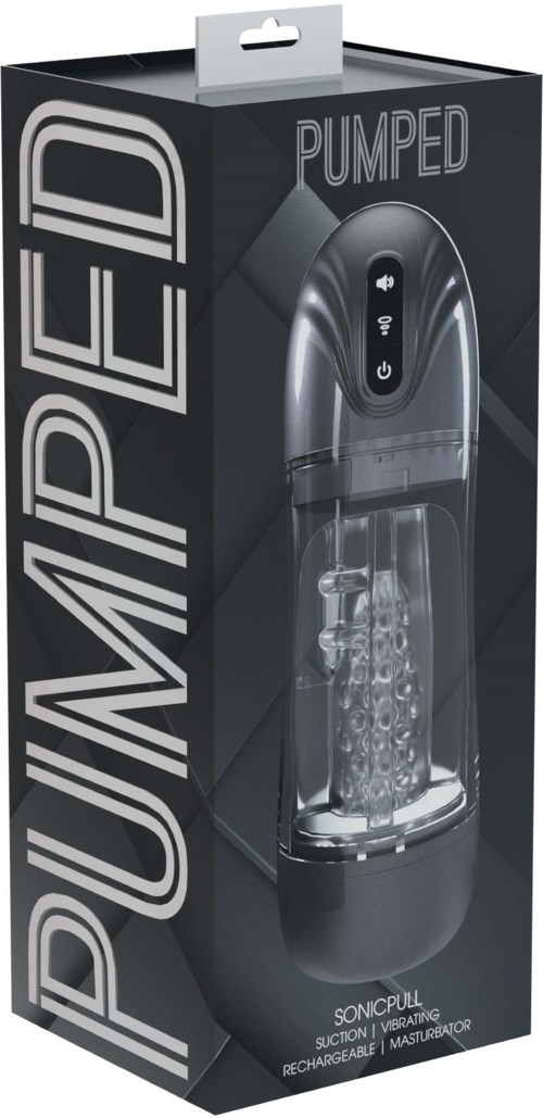 Ein eleganter, schwarz-silberner Karton für ein gepumptes, wiederaufladbares, sonic pulsing Sauggerät.