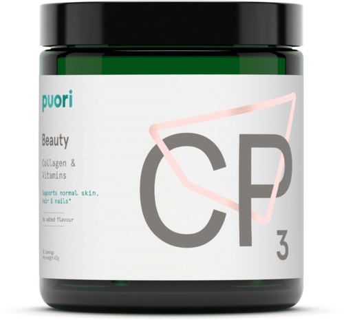 A jar of beauty supplement with collagen and vitamins, supporting healthy skin, hair, and nails.