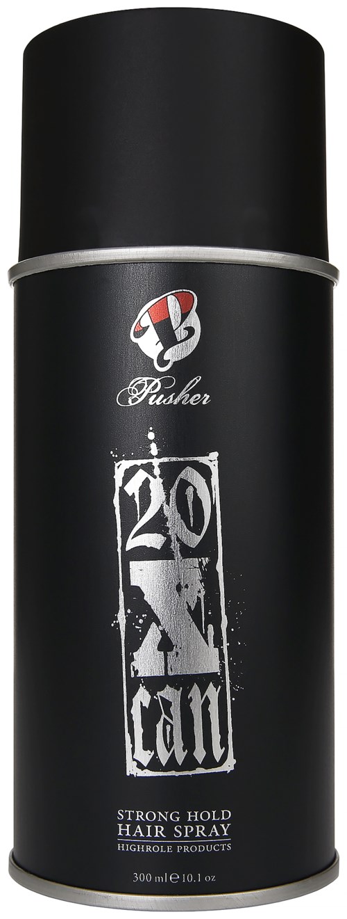Eine schwarze Dose mit Logo und Text, als Haarspray mit starkem Halt gekennzeichnet, 300 ml, hoher Halt.