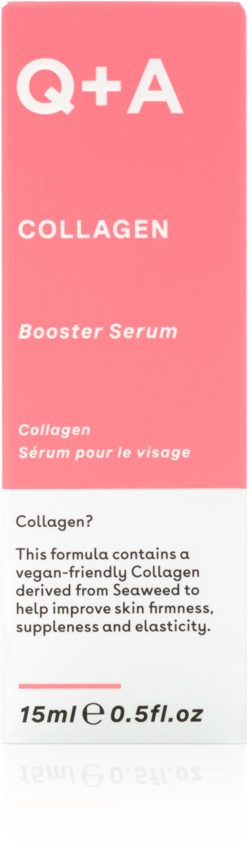 Pinkfarbige Verpackung mit weißen Text, Gesichtsserum mit Kollagen, 15 ml.