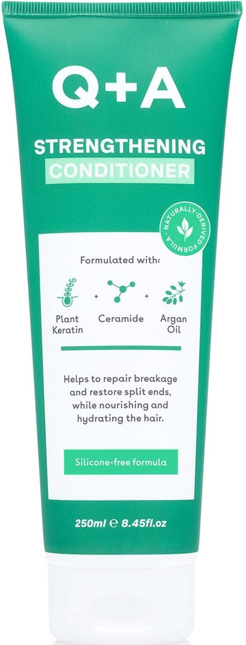 Grön tub med stärkande balsam med ingredienser som växtkeratin, ceramider och arganolja. Hjälper till att reparera och återfukta håret.
