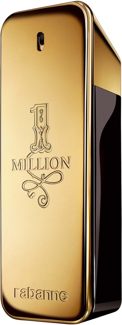 A gold-colored mobile phone with a black screen and a decorative logo reading '1 Million' on the back.
