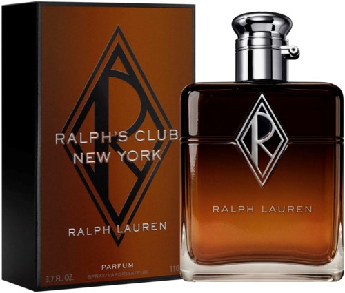 Ralph Lauren Ralph's Club parfymflaska och förpackning med brunt gradientdesign och silverlock.