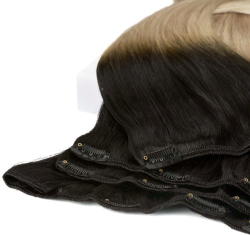 Rapunzel of Sweden 7 pieces 40 cm O1.2/10.5 Black Brown/Grey Ombre