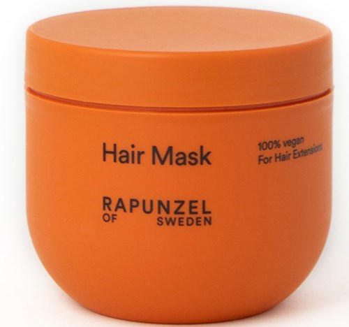 Oranje potje met 'Hair Mask,' veganistisch, voor haarverlenging, van Rapunzel of Sweden.
