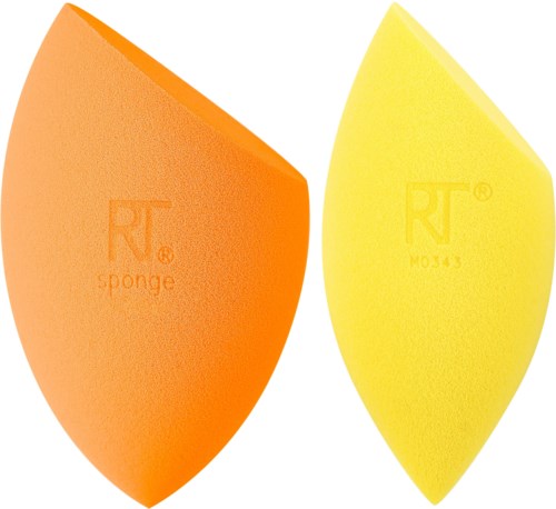 Two sponges, one orange and one yellow, are shown with the brand logo on each.