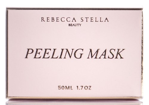 En rosa boks merket 'Rebecca Stella Beauty Peeling Mask' inneholder 50 ml hudpleieprodukt.