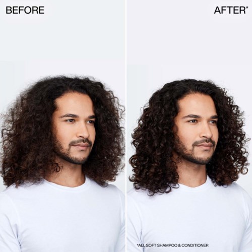 Lang, donker haar voor en na behandeling, met gladdere, glanzendere haar in de na-afbeelding.