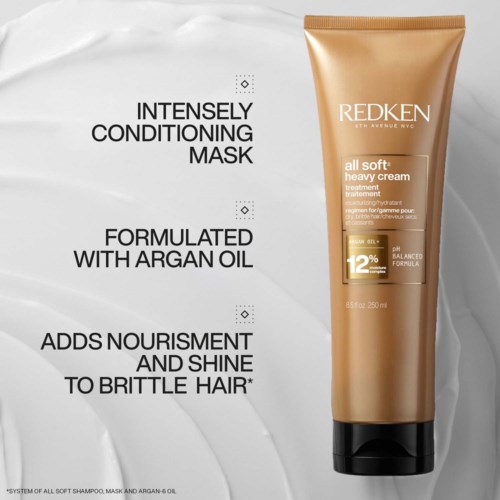 Redken haarmasker met arganolie, voedt en geeft glans aan broos haar, 250 ml.
