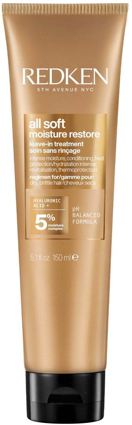 Redken haarproduct tube met tekst over vocht en frizzbescherming tot 24 uur.