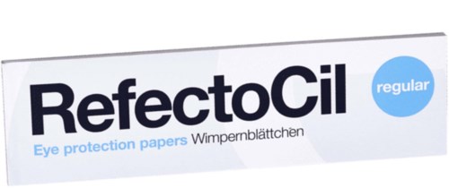 Doos met oogbeschermingspapieren met RefectoCil regular, bedoeld voor wimpers kleuren.