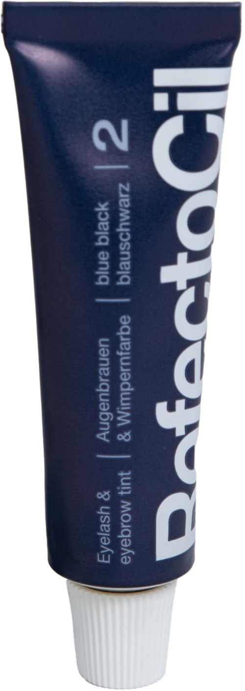 Eine blaue Tube mit Augen- und Augenbrauengel, beschriftet 'RafactorCH'.