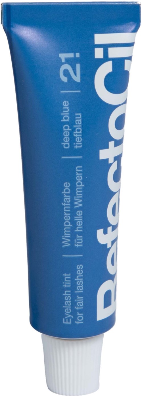 Een blauwe tube tandbleekgel met witte tekst en witte dop.