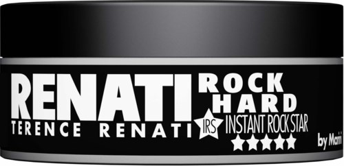 A black jar label featuring the words 'Renati Rock Hard' with stars and smaller text about a product for nails.