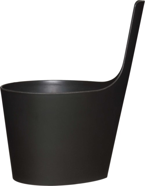A black, modern toilet with a sleek, curved design and a high backrest. Minimalist and stylish.