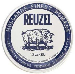 A round logo with a pig in the center, the words "REUZEL" above, and more text around the edge.