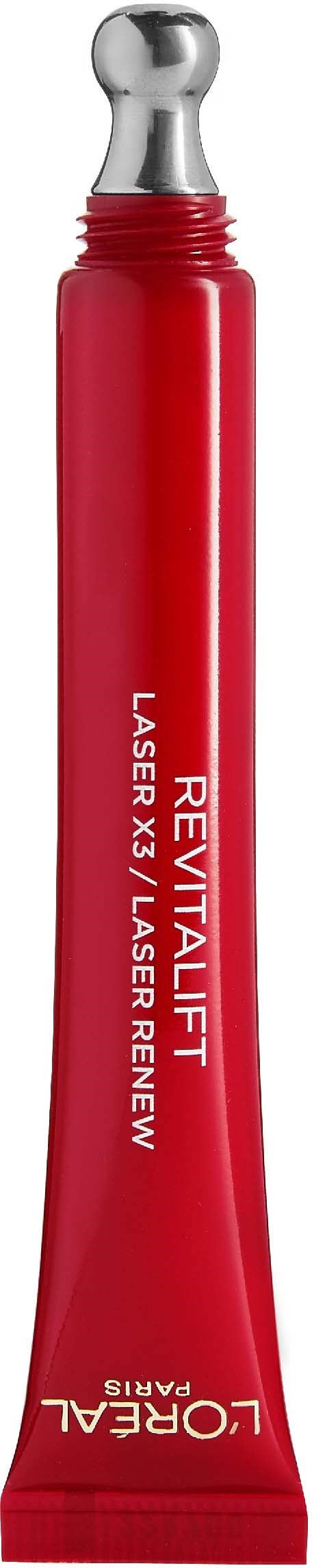Ein roter Röhrchen mit silberner Spitze und weißer Schrift, wahrscheinlich ein Kosmetik- oder Hautpflegeprodukt.