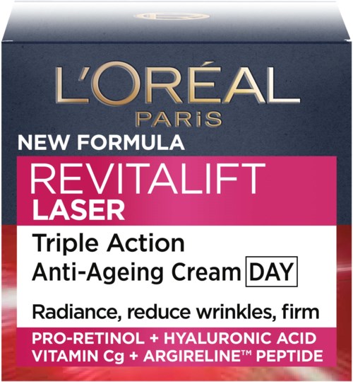 L'Oréal Paris Revitalift Laser Creme mit Inhaltsstoffen gegen Alterserscheinungen, Faltenreduzierung und Hautstraffung.