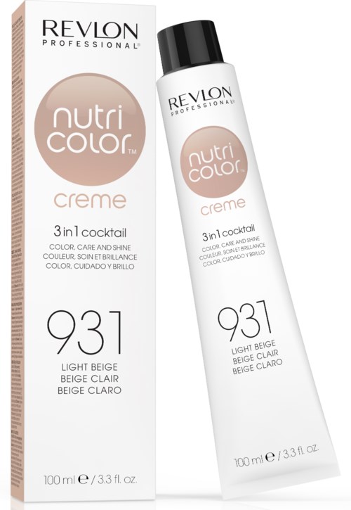 Revlon Nutri Color Creme i ljusbeige, 100ml flaska, med förpackning. Främjar färg, vård och glans.