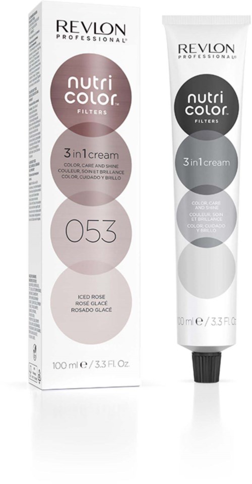 Revlon NutriColor Filters 3-in-1 Haarcreme, Farbton 053 Iced Rose, 100 ml, mit Verpackung und Tube.