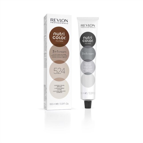 Eine Tube Revlon Nutri Color Haarfarbcreme neben der Verpackung, zeigt den Farbton 524.