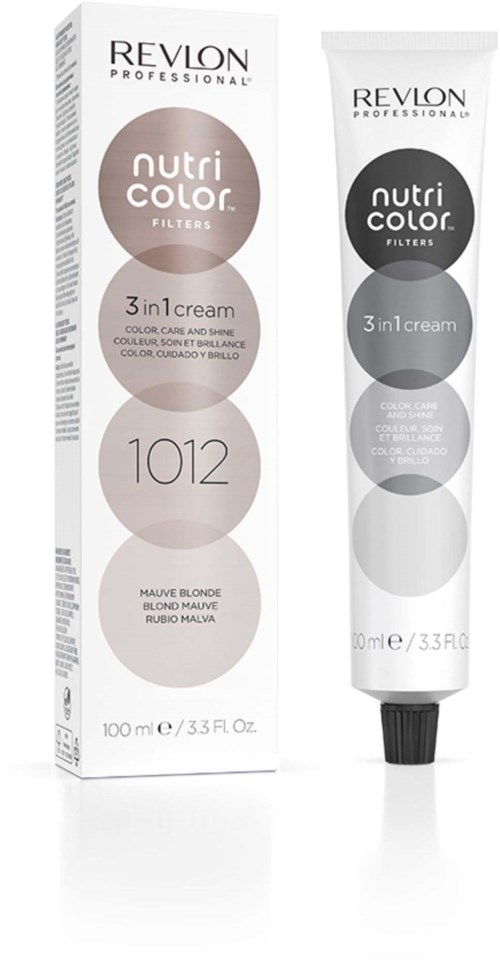 Eine Schachtel und Tube Revlon Nutri Color Haartönung in Farbton 1012, für Haarfärbung.