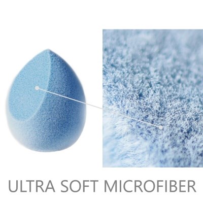 Przedmiot w kształcie jajka z miękką, puszystą niebieską powierzchnią, ilustrujący ultrasoft microfibę.
