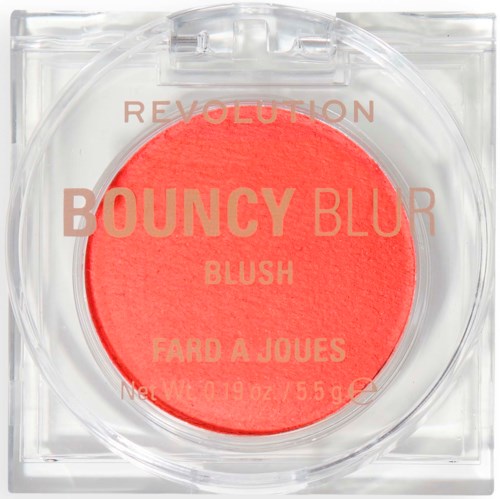 Helroze blush in doorzichtige verpakking met merknaam en productdetails.