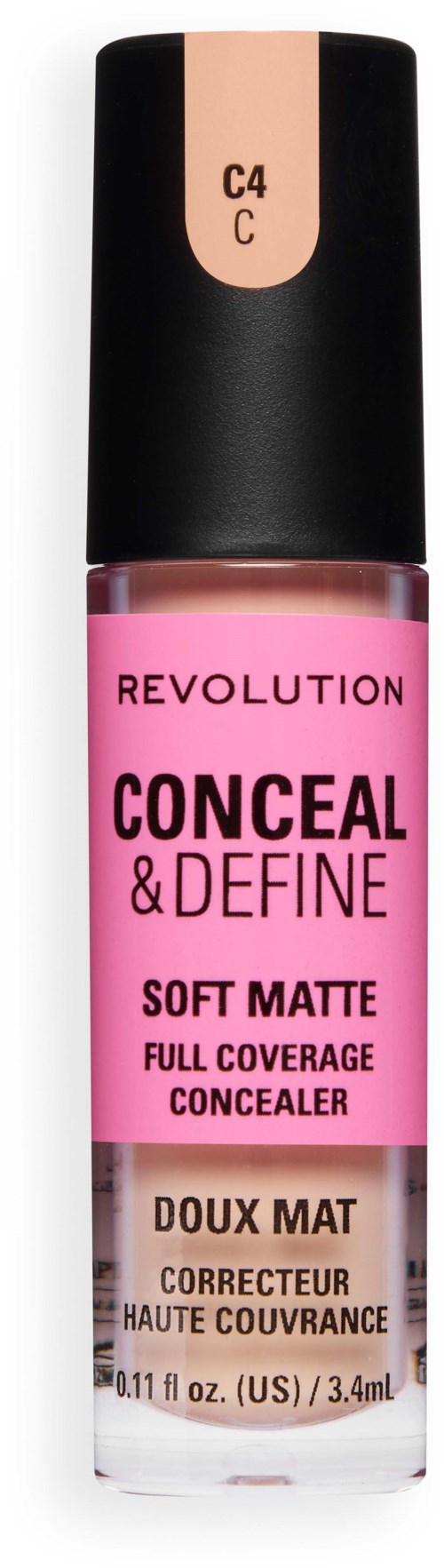 Vaaleanpunainen Revolution Conceal & Define Soft Matte peitevoide.