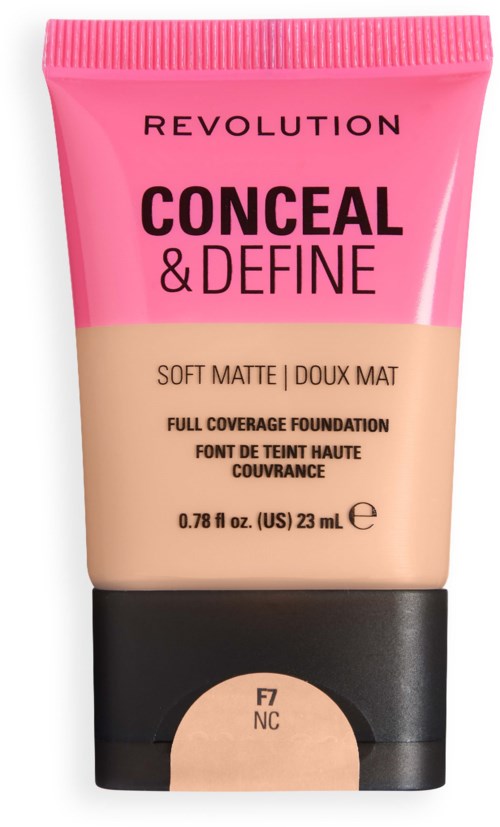 Revolution Conceal & Define -meikkivoide, pehmeä mattapinta, beige sävy F7 NC.