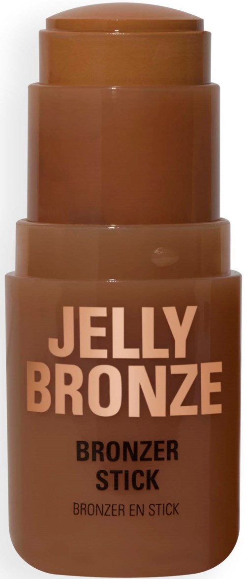 A brown stick with 'Jelly Bronze' written on it, used for tanning or bronzing skin.